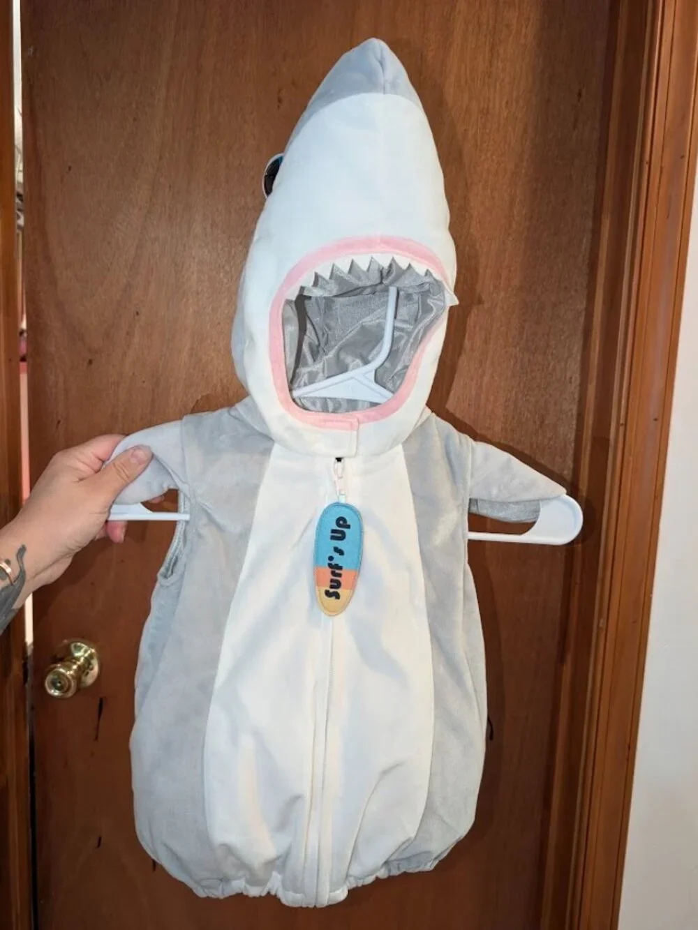 Going Wild Gray Shark Baby/Toddler 12M Halloween Costume Bubble Hem Padded Hood